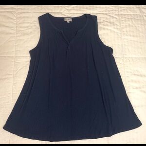 Wonderly Navy Blue Size Large Tunic Tank Top EUC Boho Layer Breezy Peasant